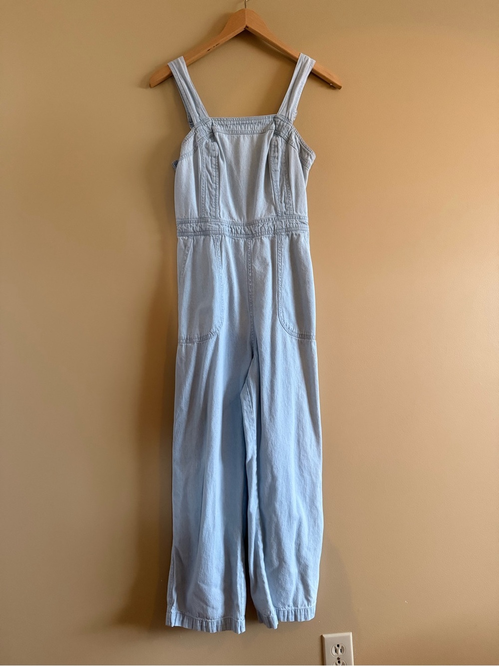 Light Blue Wide-Leg Denim Jumpsuit